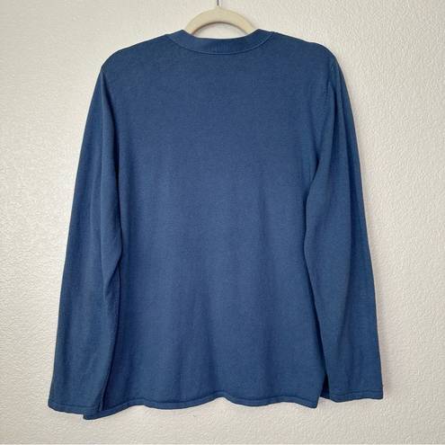 J.Jill  Silk Wool Blend Blue Button Down Long Sleeves Cardigan