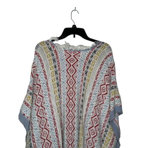 CAbi  Love Carol Women's Top Siesta Knit Poncho Boho Fringe Sweater Cardigan XS