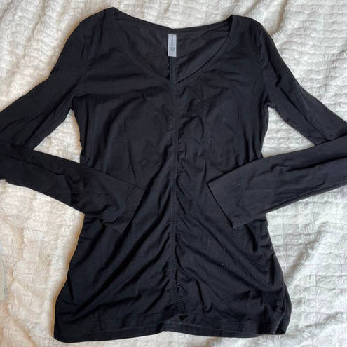 Athleta  Black Scrunch Longsleeve Tee Yoga Small S