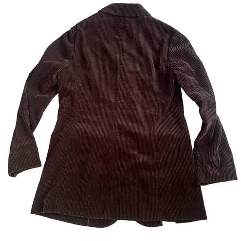 J.Jill  Corduroy Blazer Sz Med Grandpa Jacket Brown 100% Cotton Velour Trim