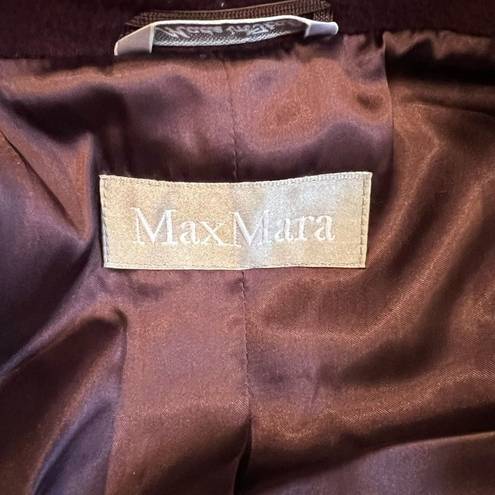 Max Mara  burgundy virgin wool longline peacoat coat size 10