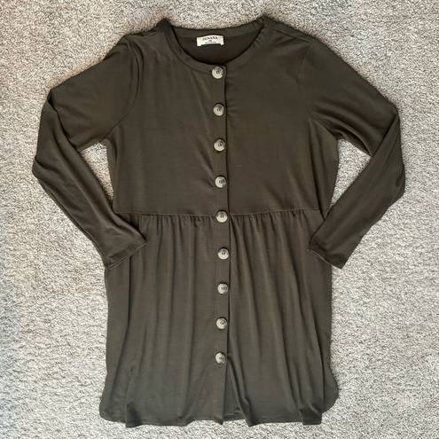 Zenana Outfitters ‎ Plus Shirred Waist Buttoned Cardigan 1x