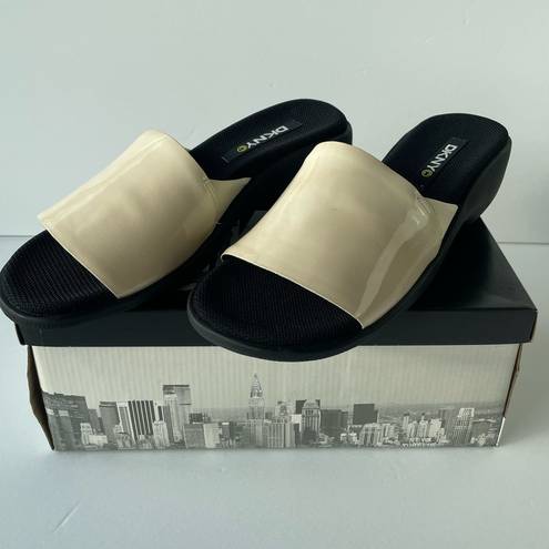 DKNY  Cream and Black Platform Sandals