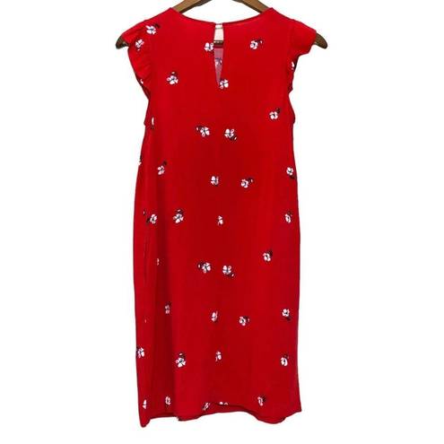 Popsugar  Floral Mini Shift Dress Ruffle Whimsical Romantic Valentine Feminine S