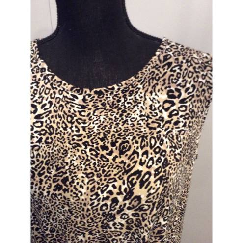 Adrianna Papell  Animal Print Tie Front Sleeveless Top Stretch Size Medium M