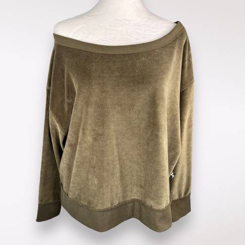 JoyLab Velour Sweatshirt Relaxed Fit Olive Green Medium