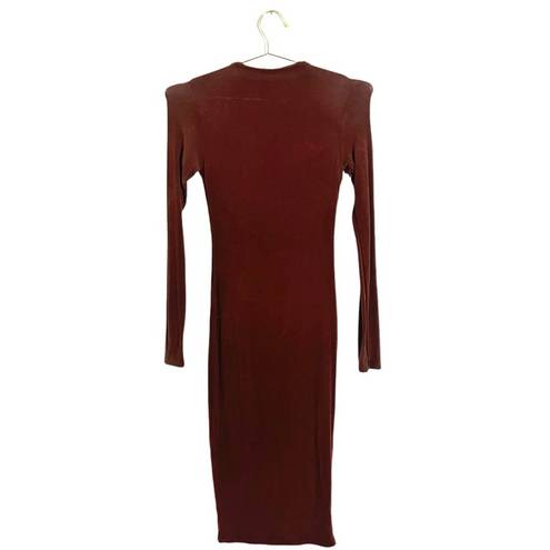 Naked Wardrobe  Brown Bodycon Stretch Midi Dress Size S