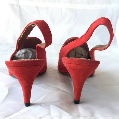 Polo  Ralph Lauren Women's Red Pointed Toe Kitten Heel Slingback Pumps Size 9B