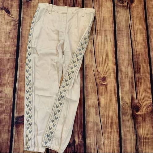 Rebecca Taylor  Beige Khaki Embroidered size 6 Joggers