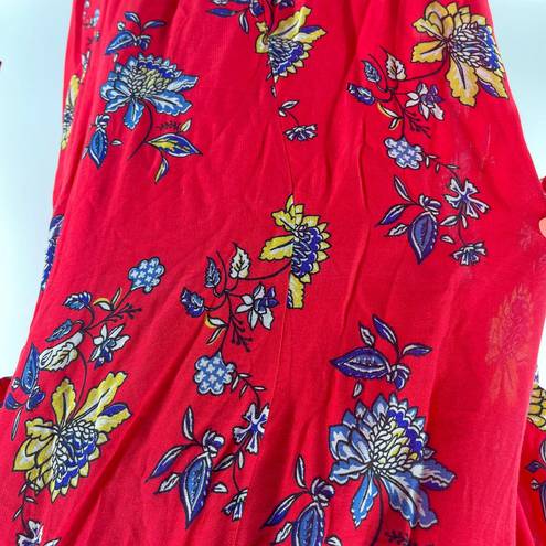 Sequin Hearts Women’s Red Floral Off The Shoulder Tie Sleeve Summer Dress XL