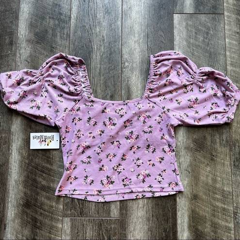 Roommates  Floral Crop Top Mauve Pink Purple Large NWT