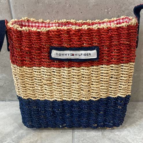 Tommy Hilfiger  Red White and Blue Straw Crossbody purse