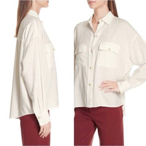 Vince  Utility Shirt Pockets Button Up Cream White NWT $285 XS