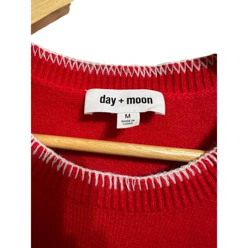 The Moon Day +  cropped red knit flutter sleeve sweater size Large NEW