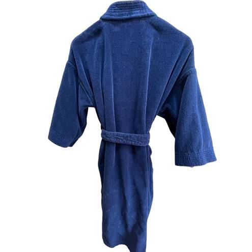 Oscar de la Renta  Royal Blue Plush Terry Cloth Bathrobe w/ Tie