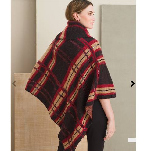 Chico's  Plaid Embellished Cowl Neck Poncho