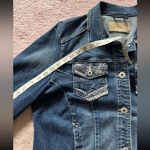 Rhythm  In Blues Women's Denim Jean Jacket Stretch Button Up Size Small