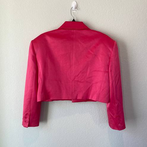 Alice + Olivia Shan Cropped Satin Blazer in Candy