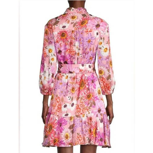 Rachel Parcell  Pink Botanical Floral Long-Sleeve Tiered Shirt Dress Size 12