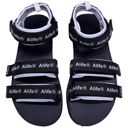 ma*rs Alife Reflective Logo Dad Sandal  Black Gray Unisex Size Women's 7.5 Men's 6