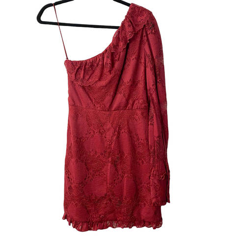 Alexis  One Shoulder Lace Ilana Dress Burgundy Size Medium