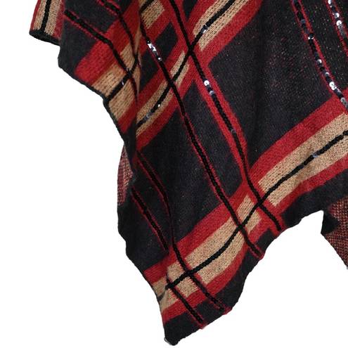 Chico's  Plaid Embellished Cowl Neck Poncho