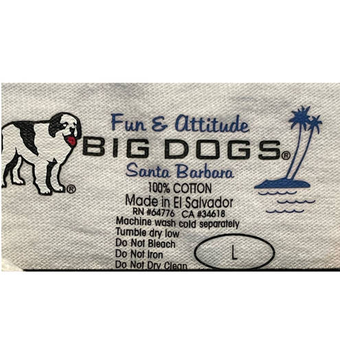 Big Dogs  100% Cotton White Graphic Parody Short Sleeve T-shirt size Large