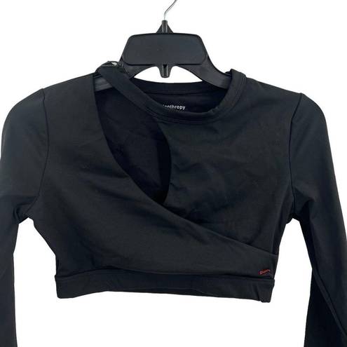 n:philanthropy  Black Roxbury Cropped Long Sleeve Slash Top Size Small New