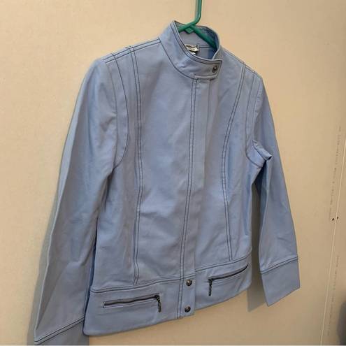 St. John  Sport By Marie Gray Blue Stretchy Denim Jacket