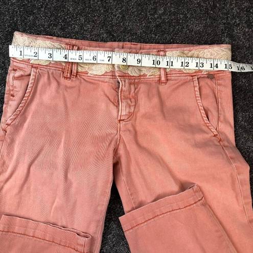 Pilcro  Pink Hyphen Chino Pants Size 26P Embroidered Floral Waist - 30x28 actual