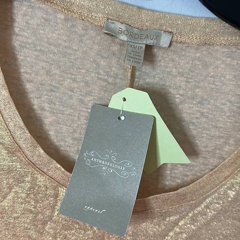 Bordeaux NWT  by‎ Anthropologie Peach Sparkle Tee