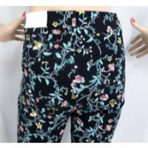 The Loft "" BLACK FLORAL MODERN SKINNY ANKLE CAREER CASUAL TROUSERS PANTS SIZE: 4 NWT