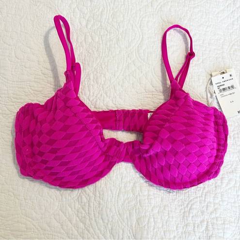 Good American  Pink Jacquard Bikini
Top Demi Cup Size 3 Large L NWT