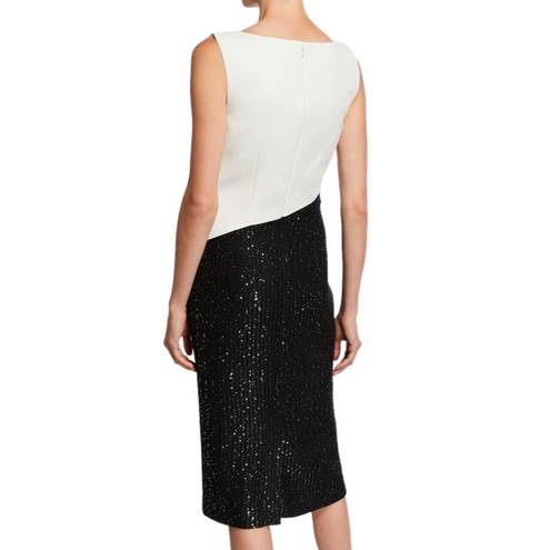 St. John  Colorblock Tuxedo Bodice Dress w/Sequin Ribbed Knit, Size 10 NWT $1395