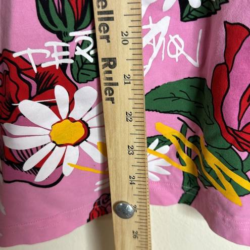 The Row First colorful floral roses daisy pink shirt size large