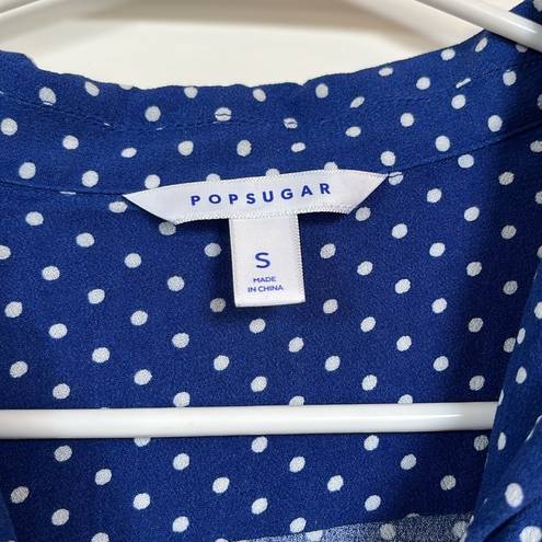 Popsugar  Blue Polka Dot Dress with Pockets