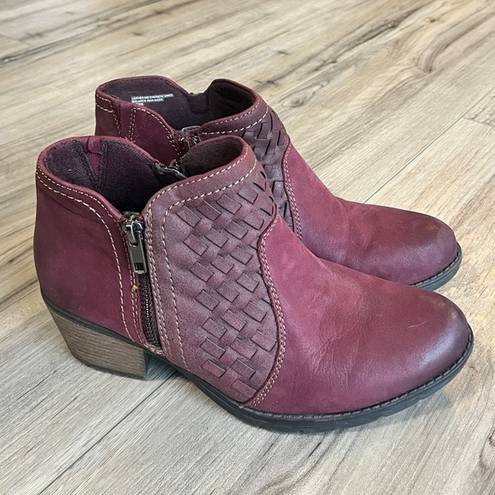 Earth Origins  Oakland Alexis Ankle Boots Merlot Red Leather 7.5 W