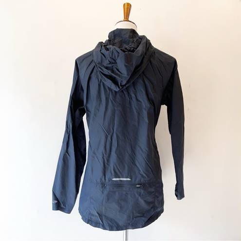 Champion  Black Zippered Hooded Windbreaker Rain Wind Running Jacket Size Small