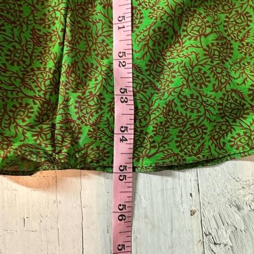 Vix Paula Hermanny  Cowl Neck Silk Blend Slip Maxi Dress Size Medium Green Floral