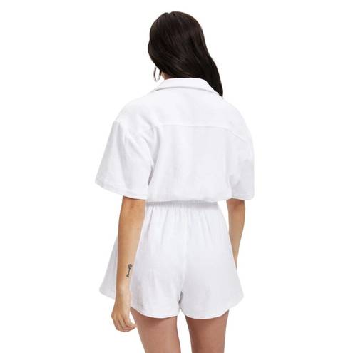 Good American  Women's White Terry Mini Short-Sleeve Romper Size 4 GSW0230 NWT