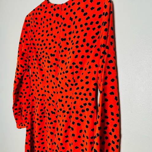 Hunter Bell  Orange Black Animal Print Lawton Polka Dot Ruched Dress Size 0