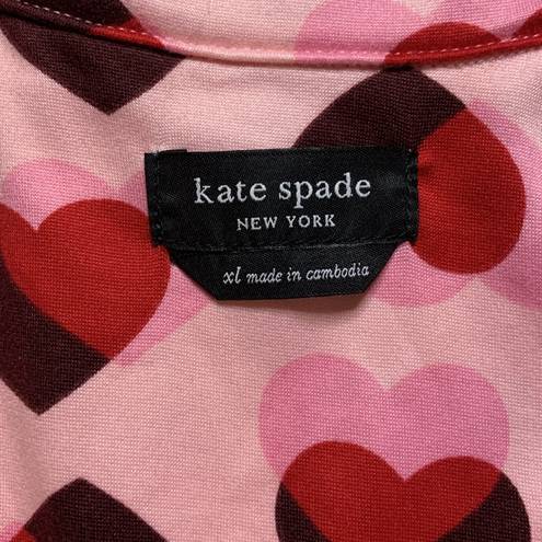 Kate Spade  Pink Heart Long Sleeved Pajamas Set Size XL