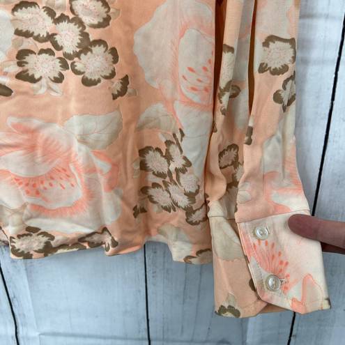 American Vintage Shirt Rack MEDIUM  Floral Shirt peach orange womens button up