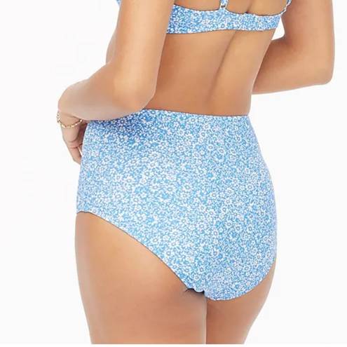 J.Crew NWT  Printed High Waisted Bikini Bottom Sail Blue White