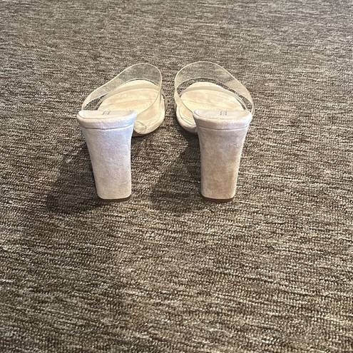 Boohoo  Clear Strap Suede Heels size 8