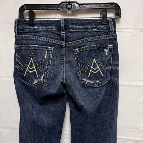 7 For All Mankind  Women‎ size 24 Flare Jeans Blue Cotton Distresed 24w AFJ-C