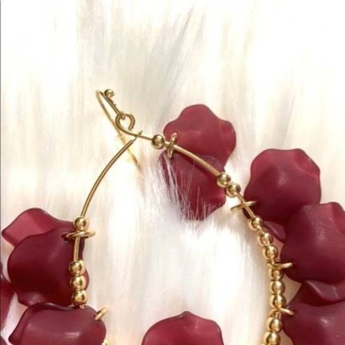 Petal Red Flower  Dangle Earrings