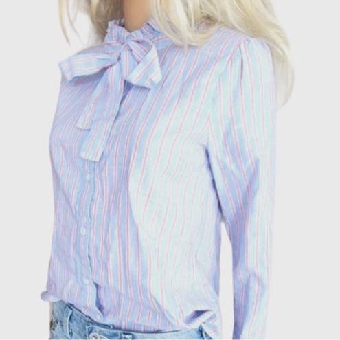 English Factory  Size Small Ruffle Striped Button down Long sleeve Shirt