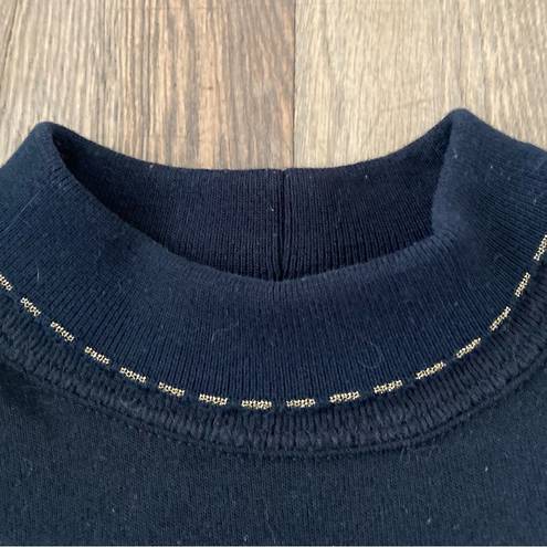 Jerzees Vintage Womens Made in USA  Embroidered Black Turtleneck Sweater Medium