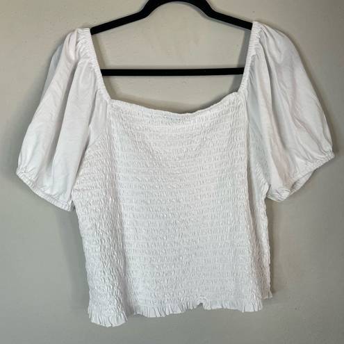 J.Crew  Smocked broken-in jersey cropped top white